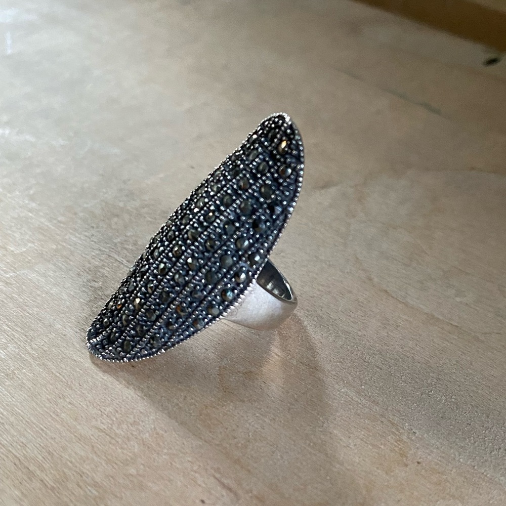 Statement Diamond Silver Ring - image 4